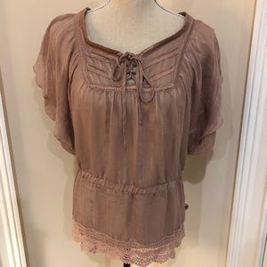 2b Bebe Blush Ruffle Sleeve with Lace-up Neckline